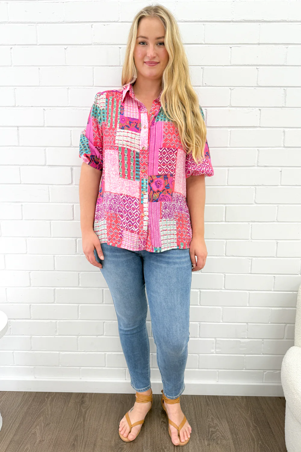Glade Blouse - Pink Patchwork - Image 8