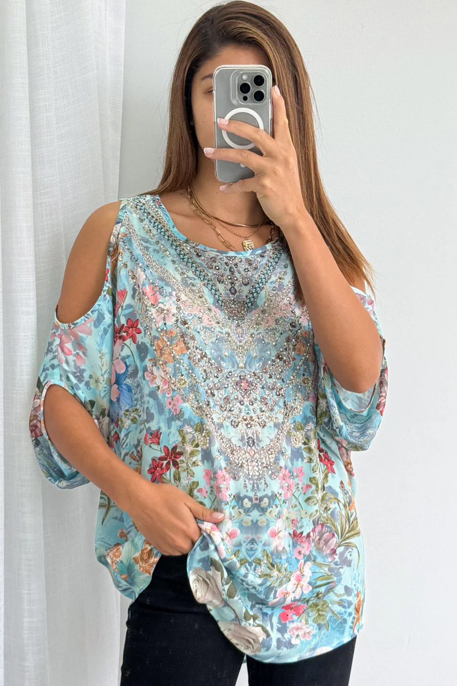 Goddess Top - Blue Multi Floral - Image 2