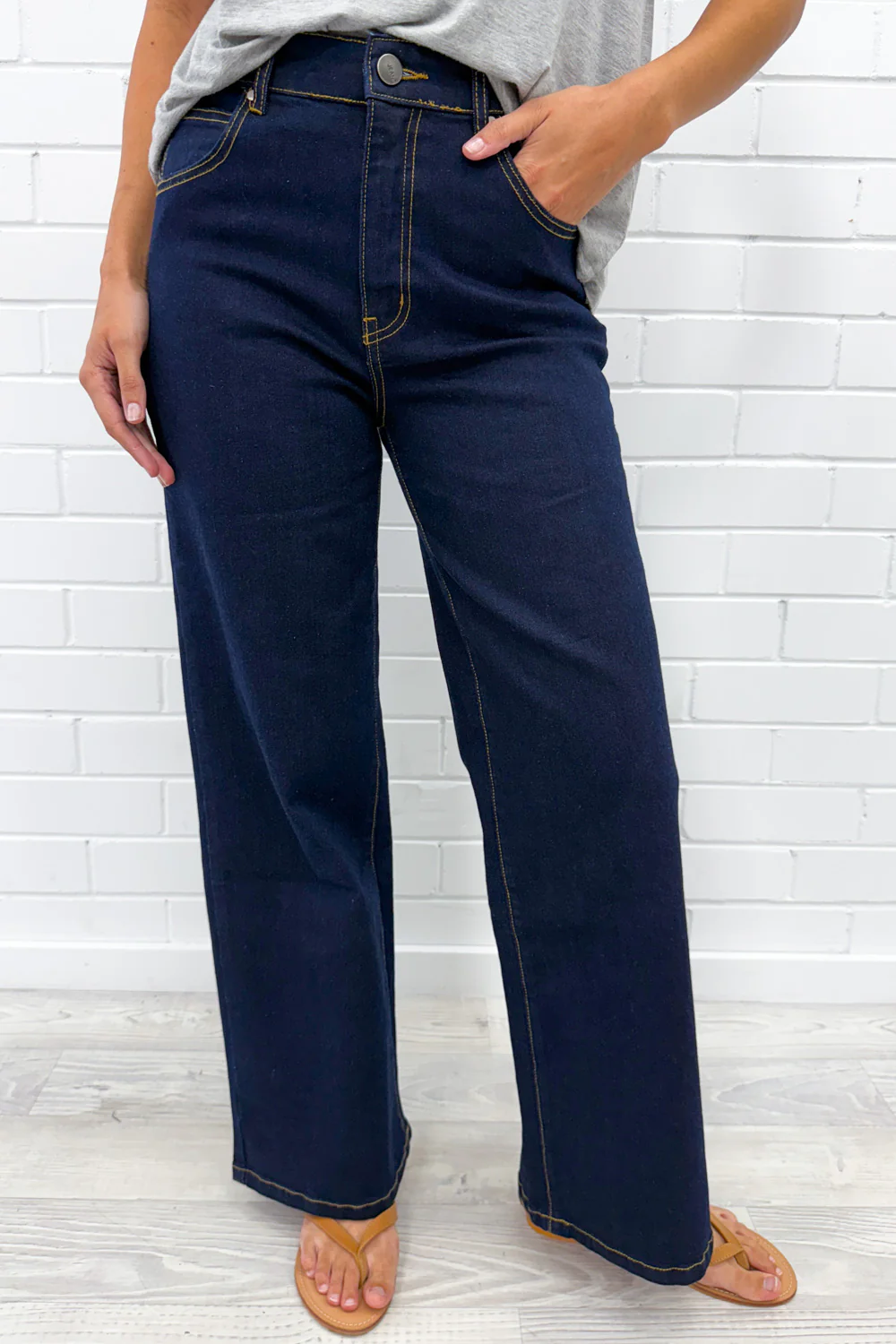 Harley Mid Rise Wide Leg Jeans - Indigo Denim - Image 7