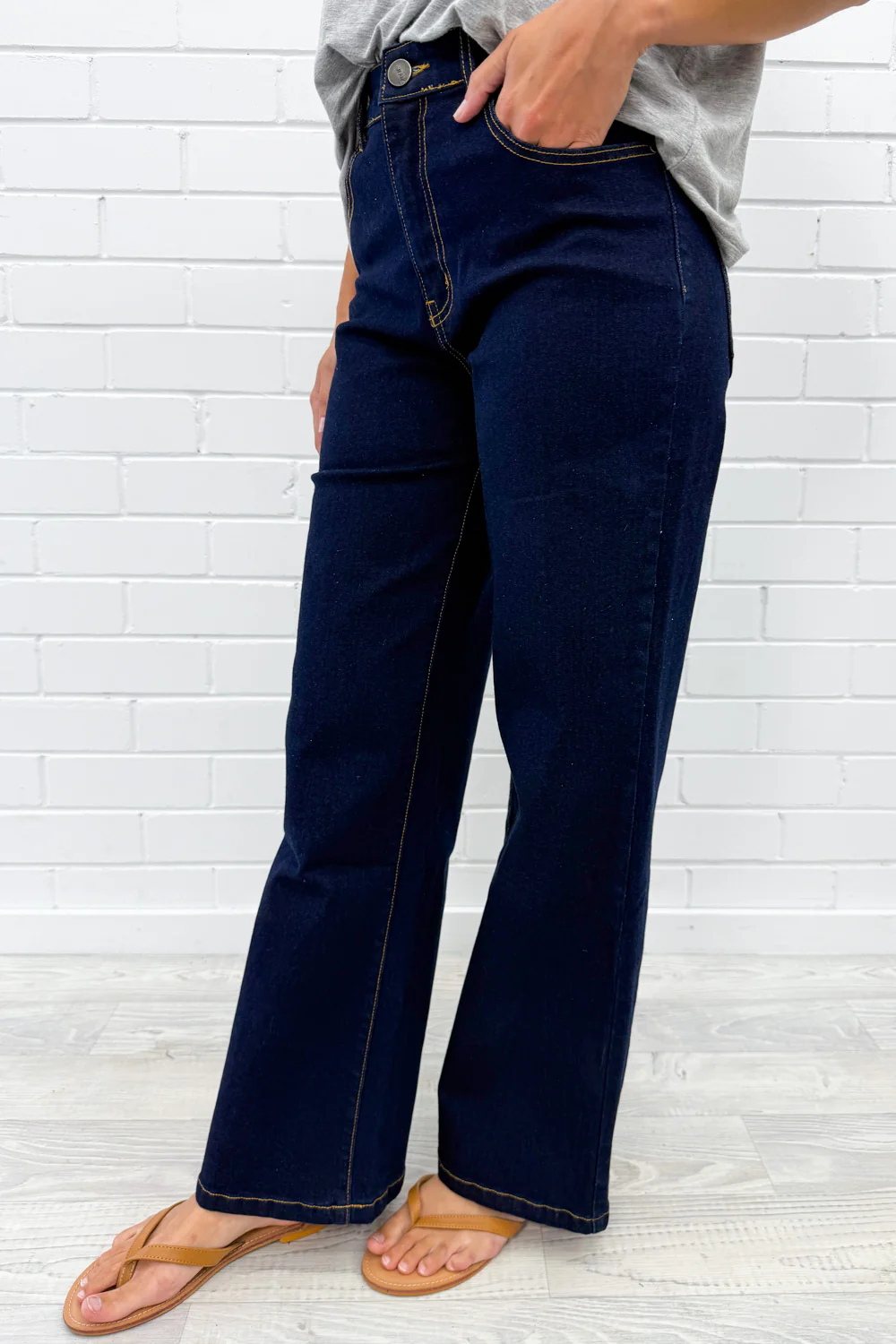 Harley Mid Rise Wide Leg Jeans - Black Denim - Image 11