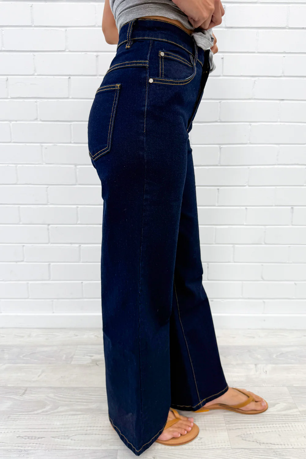 Harley Mid Rise Wide Leg Jeans - Black Denim - Image 12