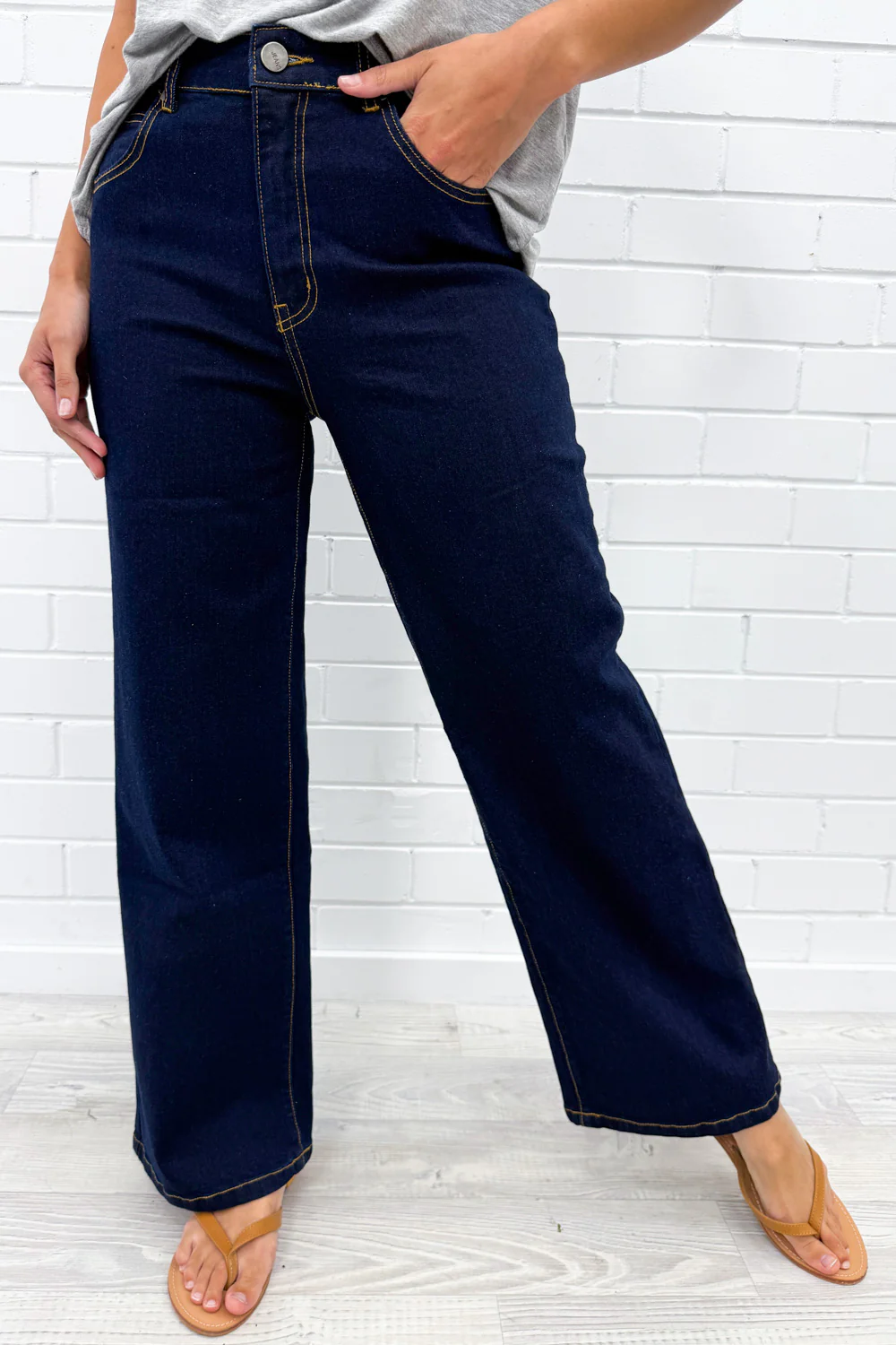 Harley Mid Rise Wide Leg Jeans - Black Denim - Image 13