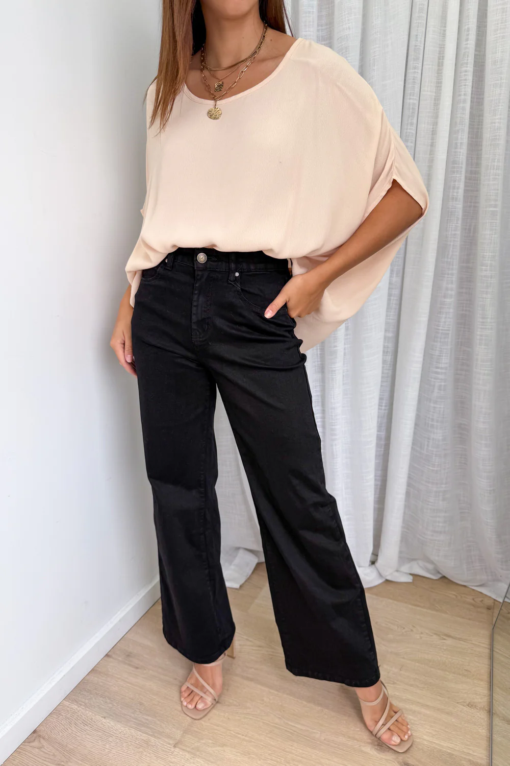 Harley Mid Rise Wide Leg Jeans - Black Denim - Image 2