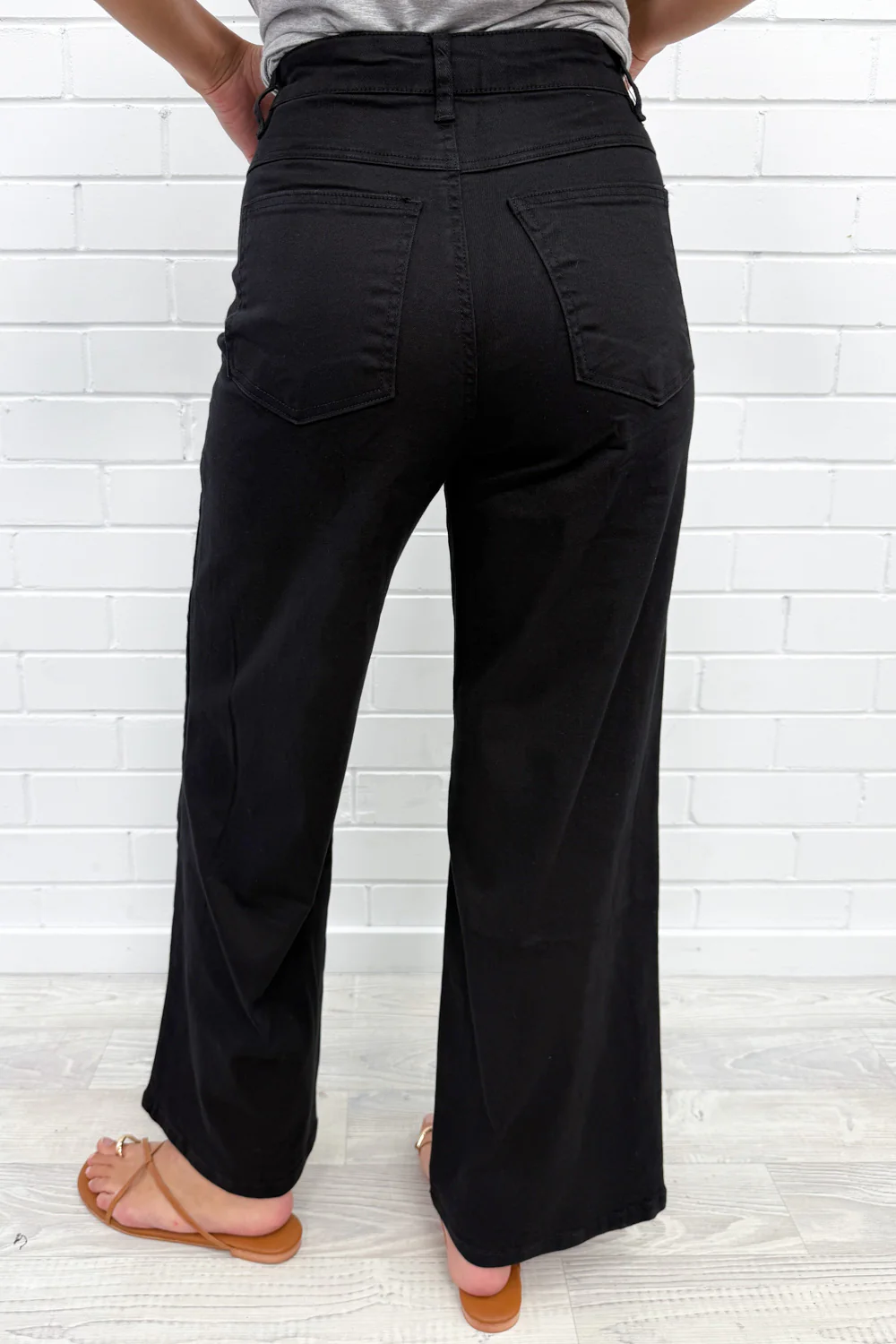 Harley Mid Rise Wide Leg Jeans - Black Denim - Image 24