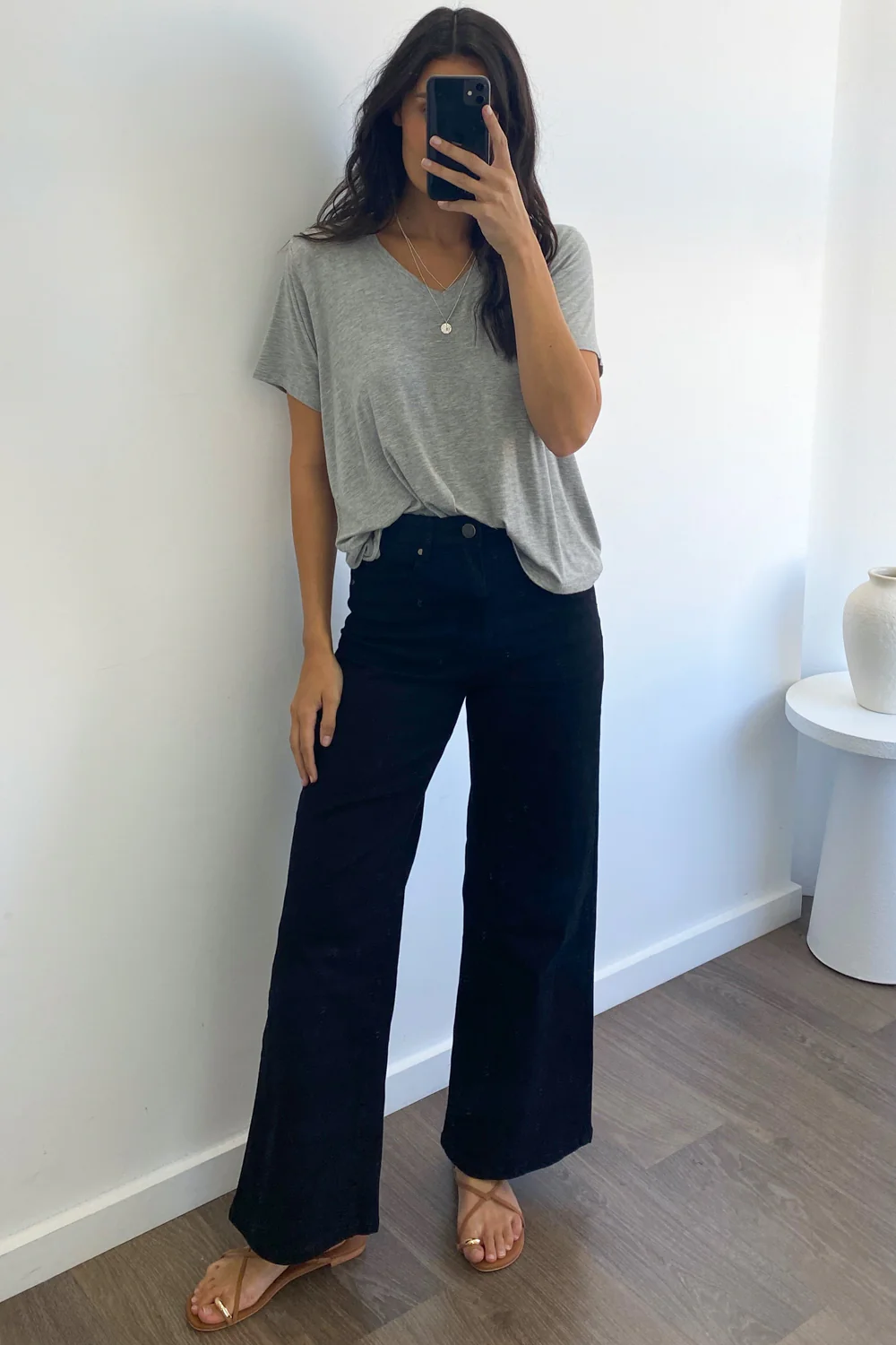 Harley Mid Rise Wide Leg Jeans - Black Denim - Image 26