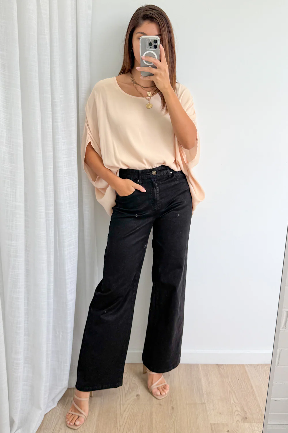 Harley Mid Rise Wide Leg Jeans - Black Denim - Image 6
