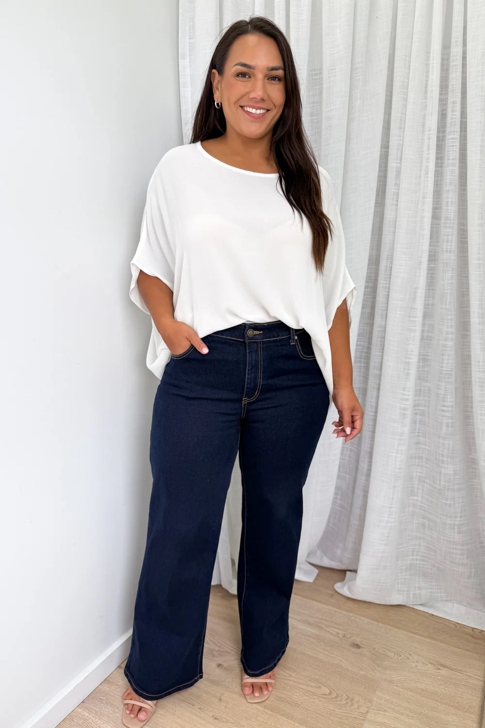 Harley Mid Rise Wide Leg Jeans - Indigo Denim - Image 14