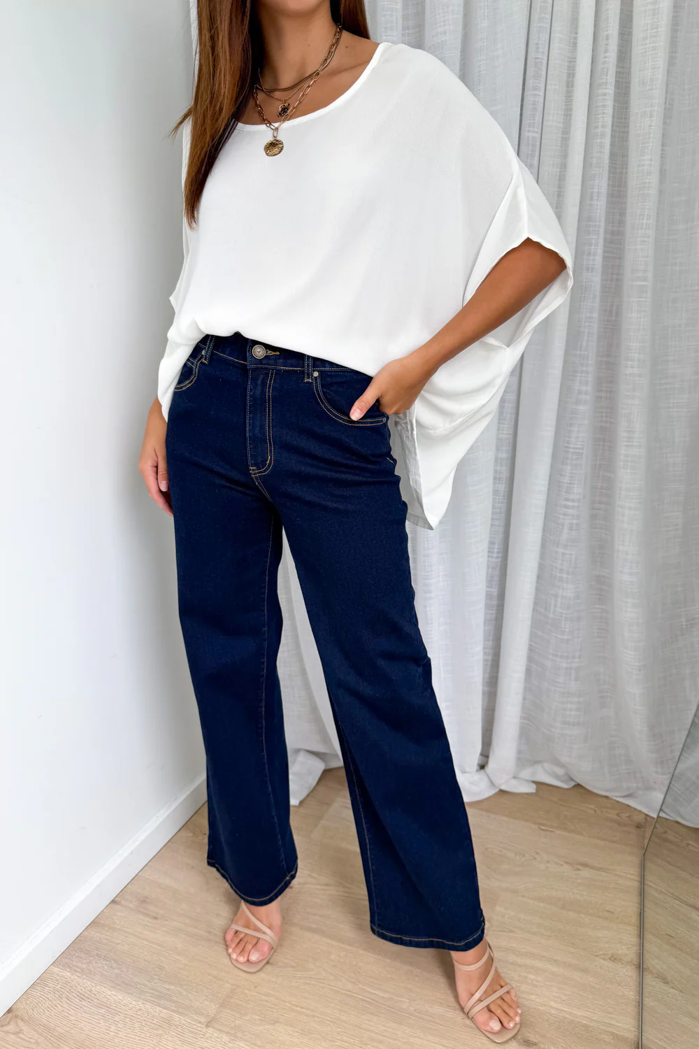 Harley Mid Rise Wide Leg Jeans - Indigo Denim - Image 2