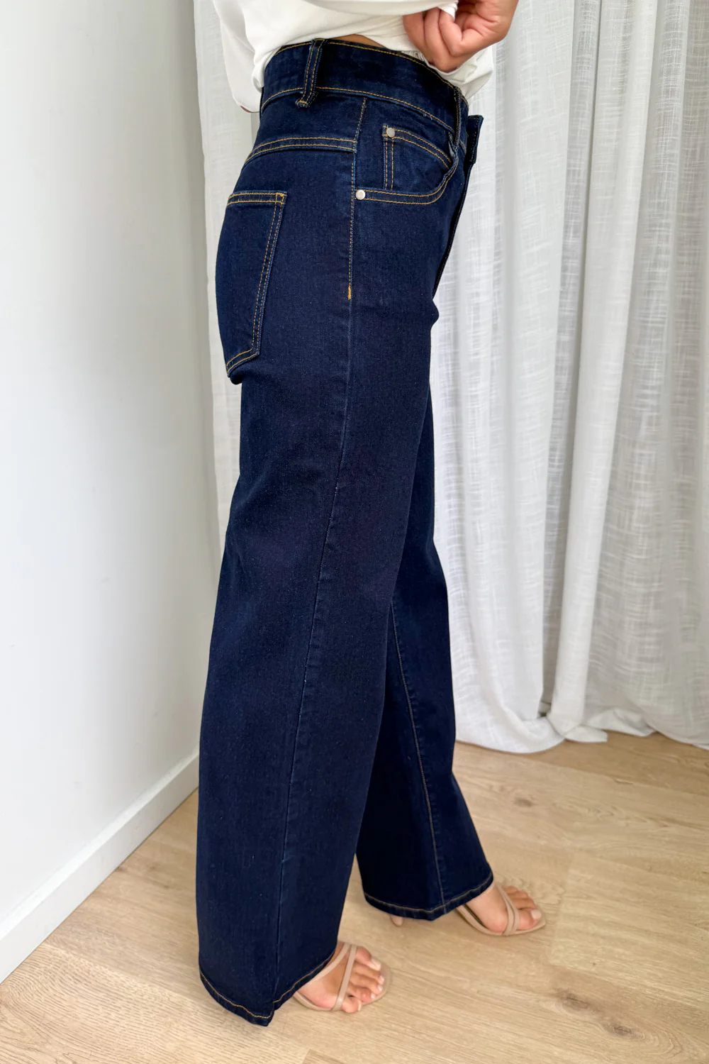 Harley Mid Rise Wide Leg Jeans - Indigo Denim - Image 3
