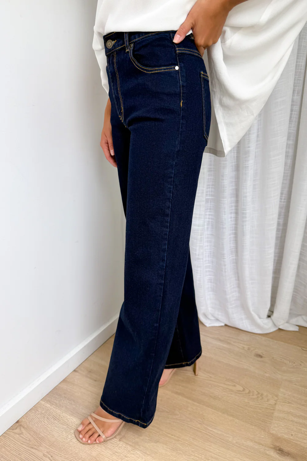 Harley Mid Rise Wide Leg Jeans - Indigo Denim - Image 4