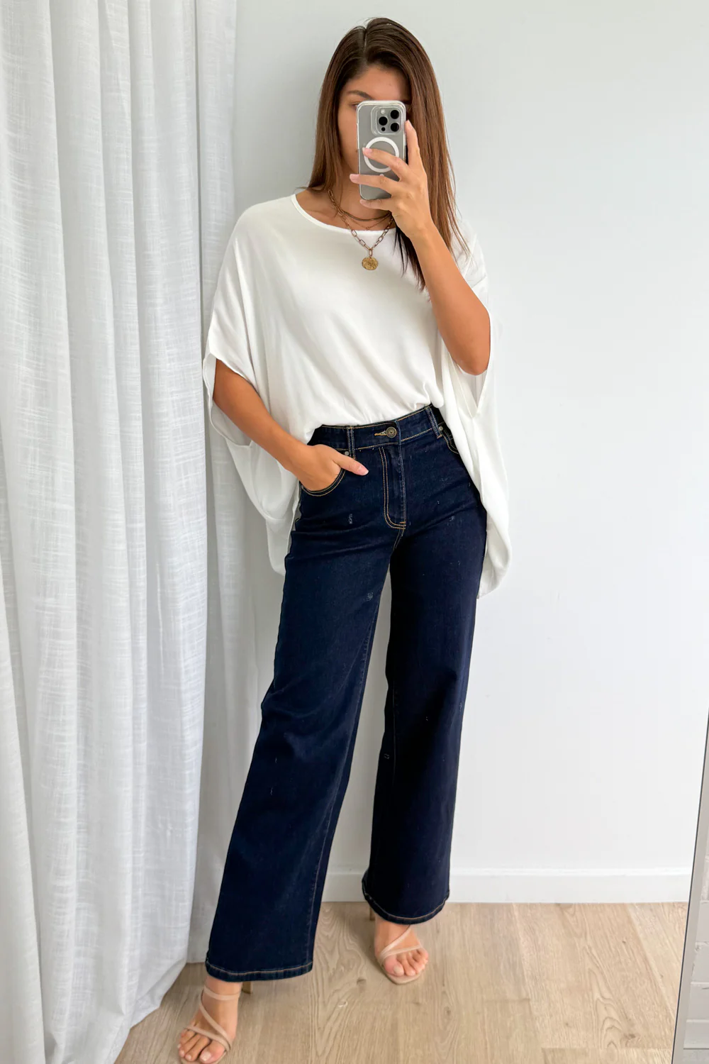 Harley Mid Rise Wide Leg Jeans - Indigo Denim - Image 6