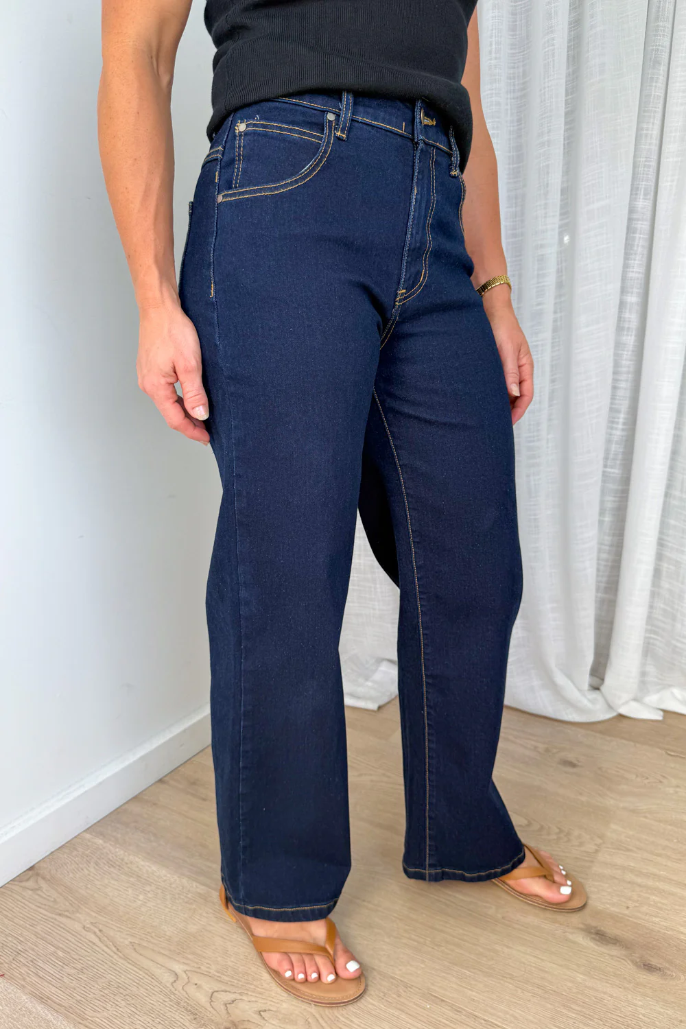 Harley Mid Rise Wide Leg Jeans Petite - Indigo - Image 3
