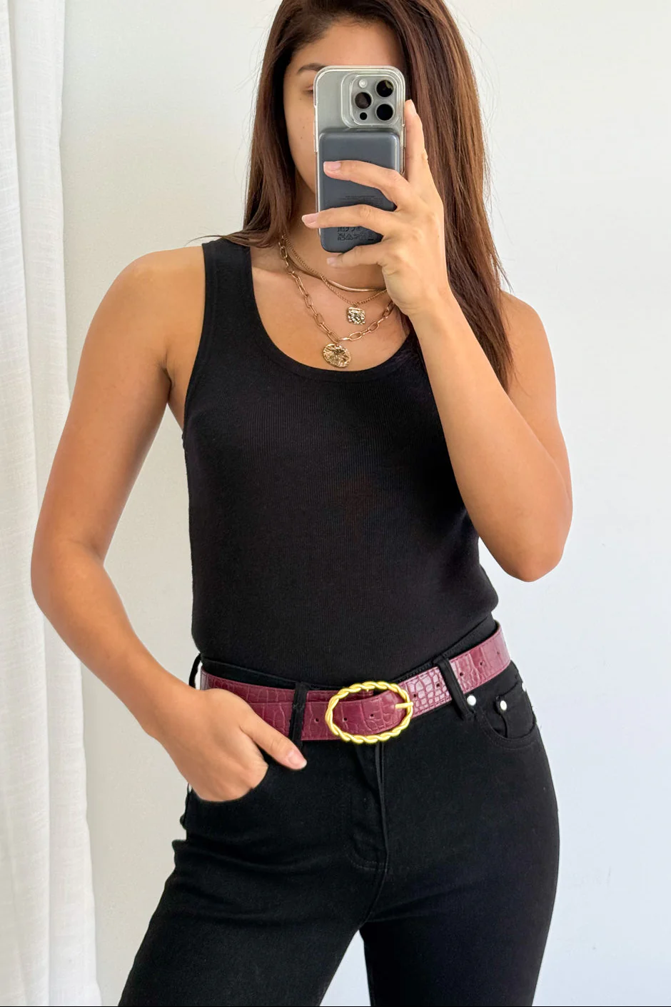 Hazel Twist Buckle Belt - Cherry - Image 3