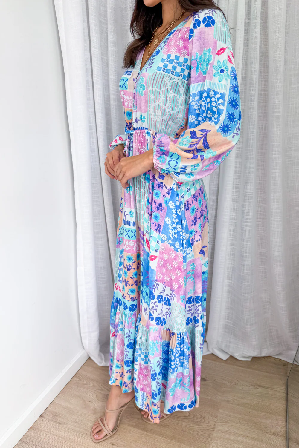 Heather Dress - Blue Patchwork - Image 3