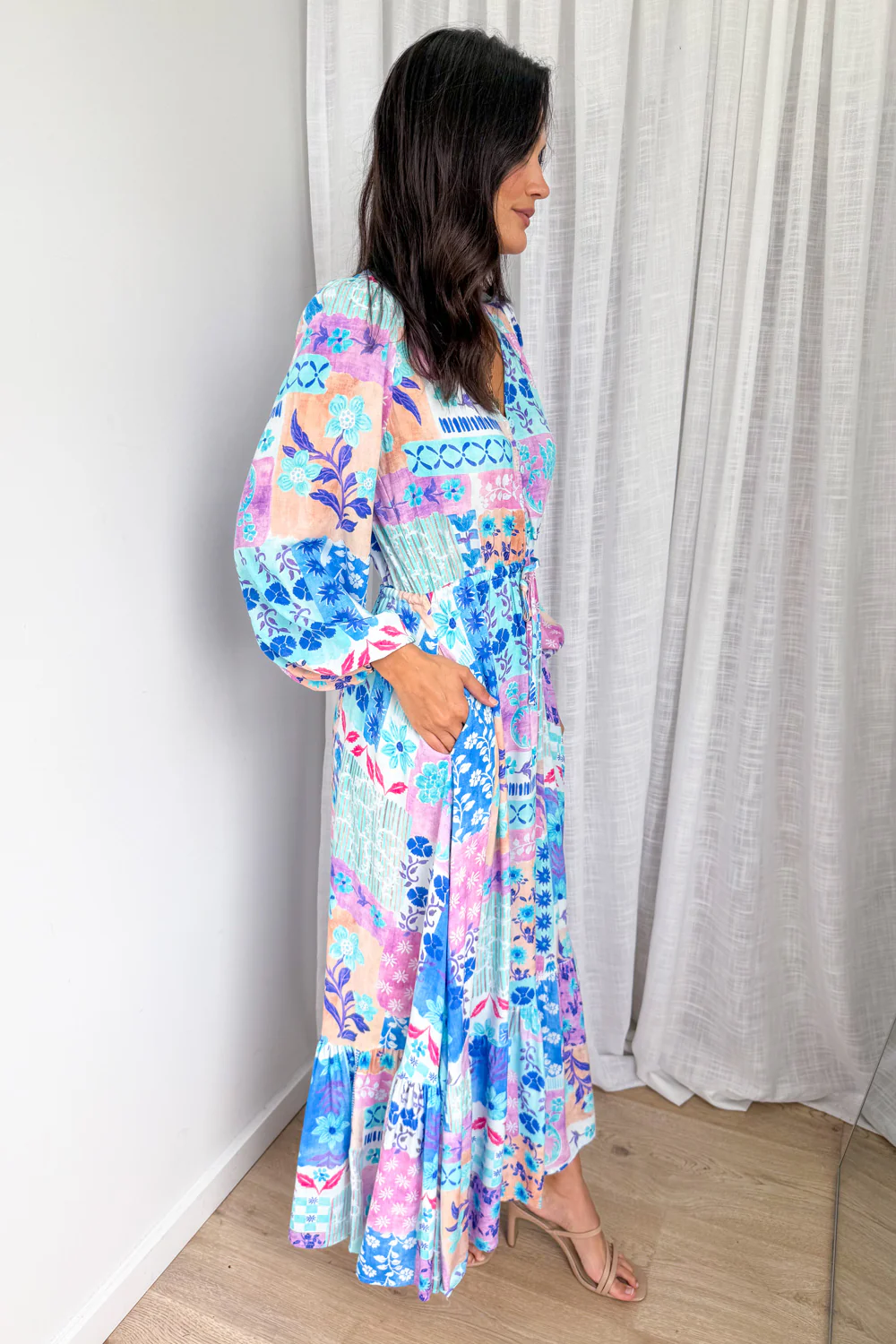 Heather Dress - Blue Patchwork - Image 4