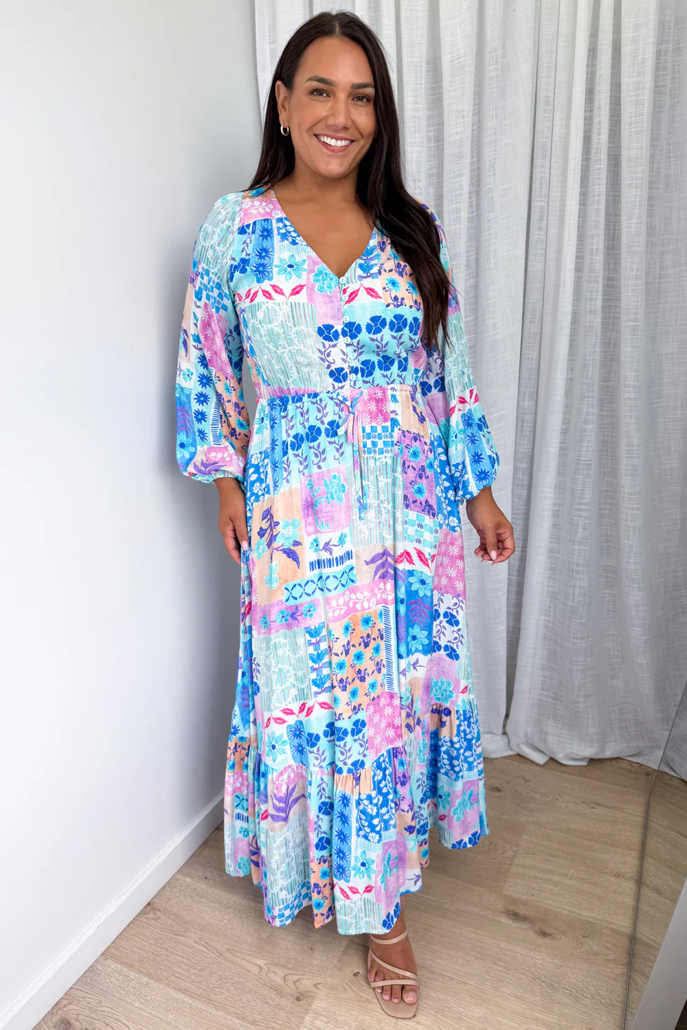 Heather Dress - Blue Patchwork - Image 7