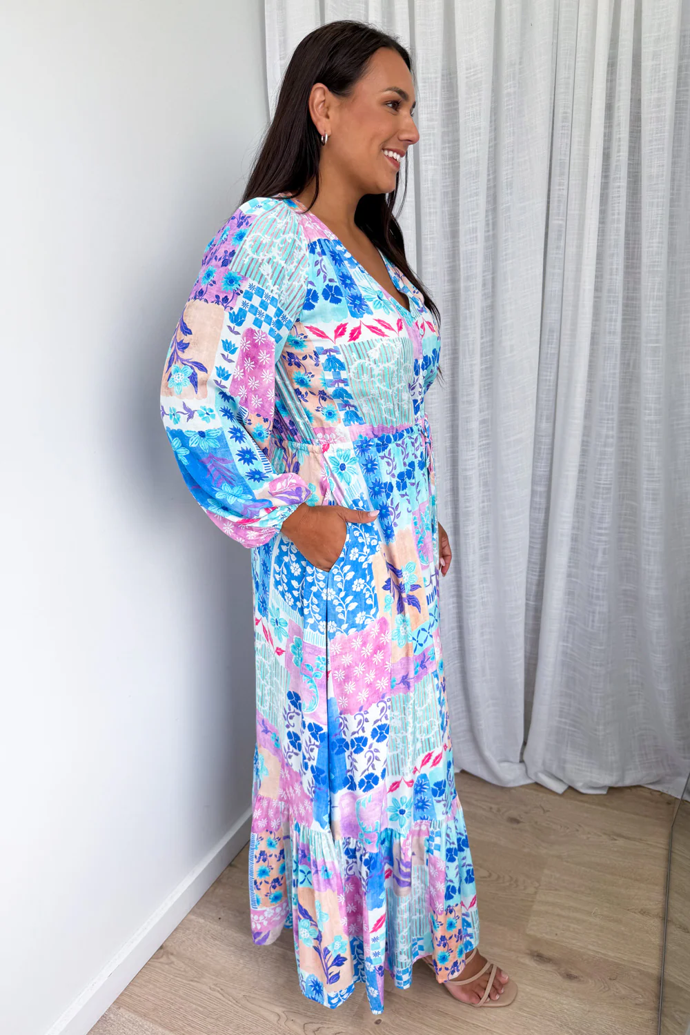 Heather Dress - Blue Patchwork - Image 8