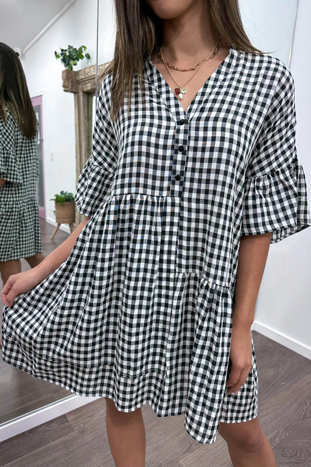 Imogen Dress - Black Gingham - Image 15