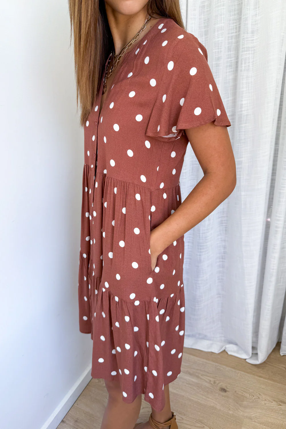 Iris Dress - Mocha White Spot - Image 3