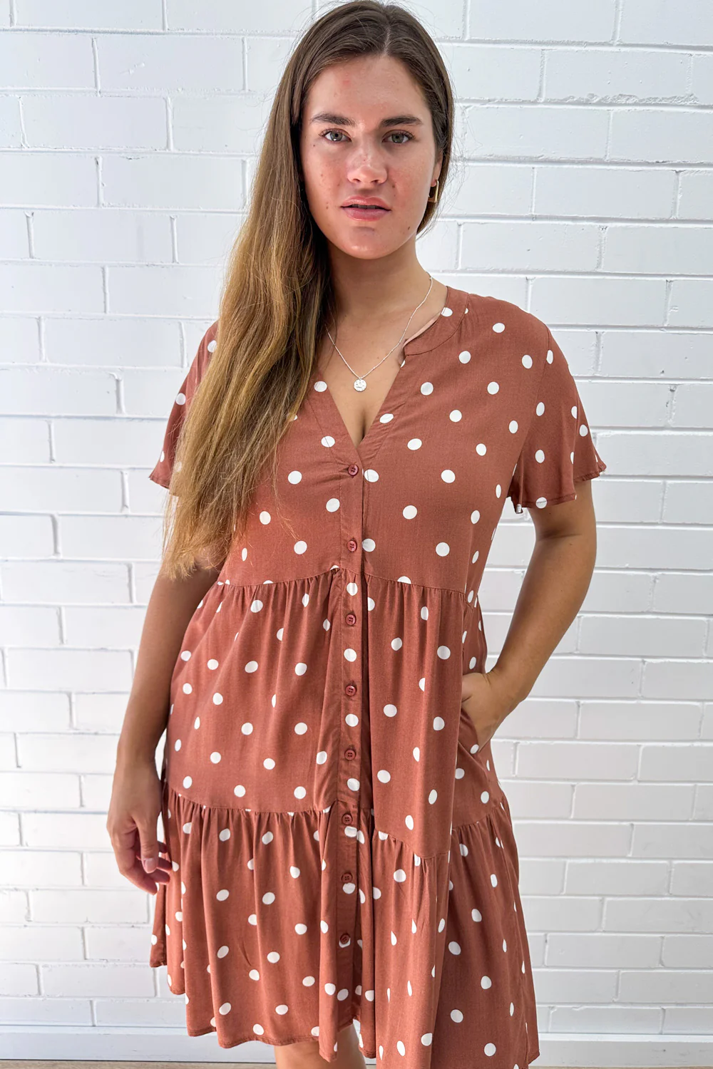 Iris Dress - Mocha White Spot - Image 7
