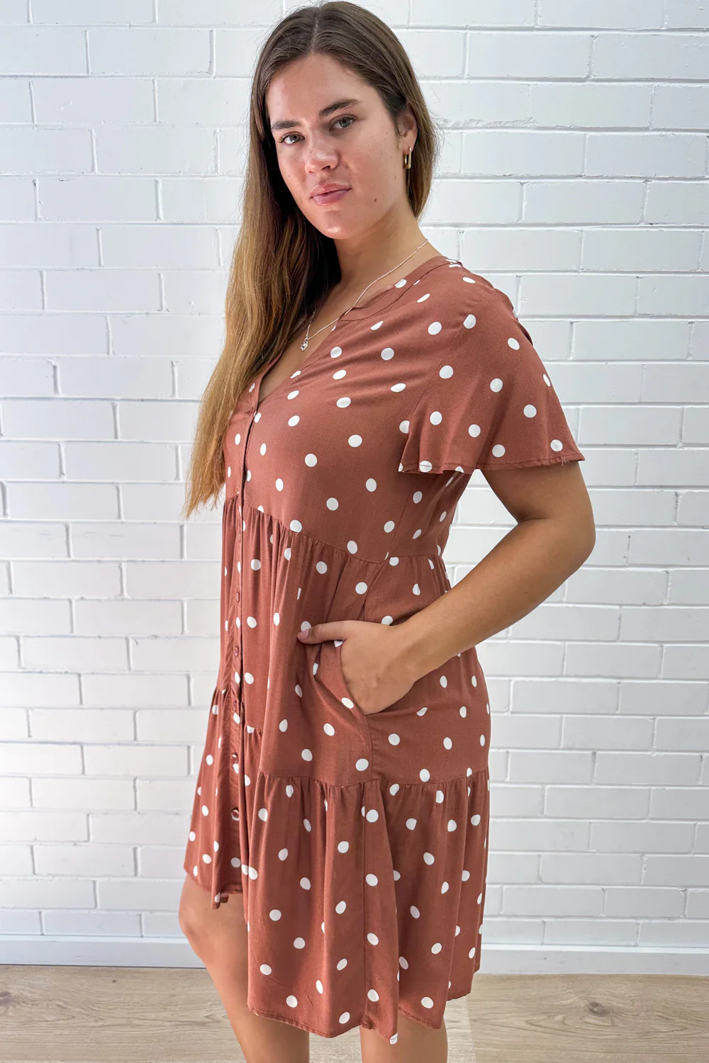 Iris Dress - Mocha White Spot - Image 9