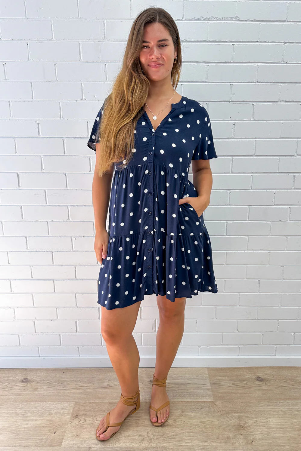 Iris Dress - Navy White Spot - Image 10
