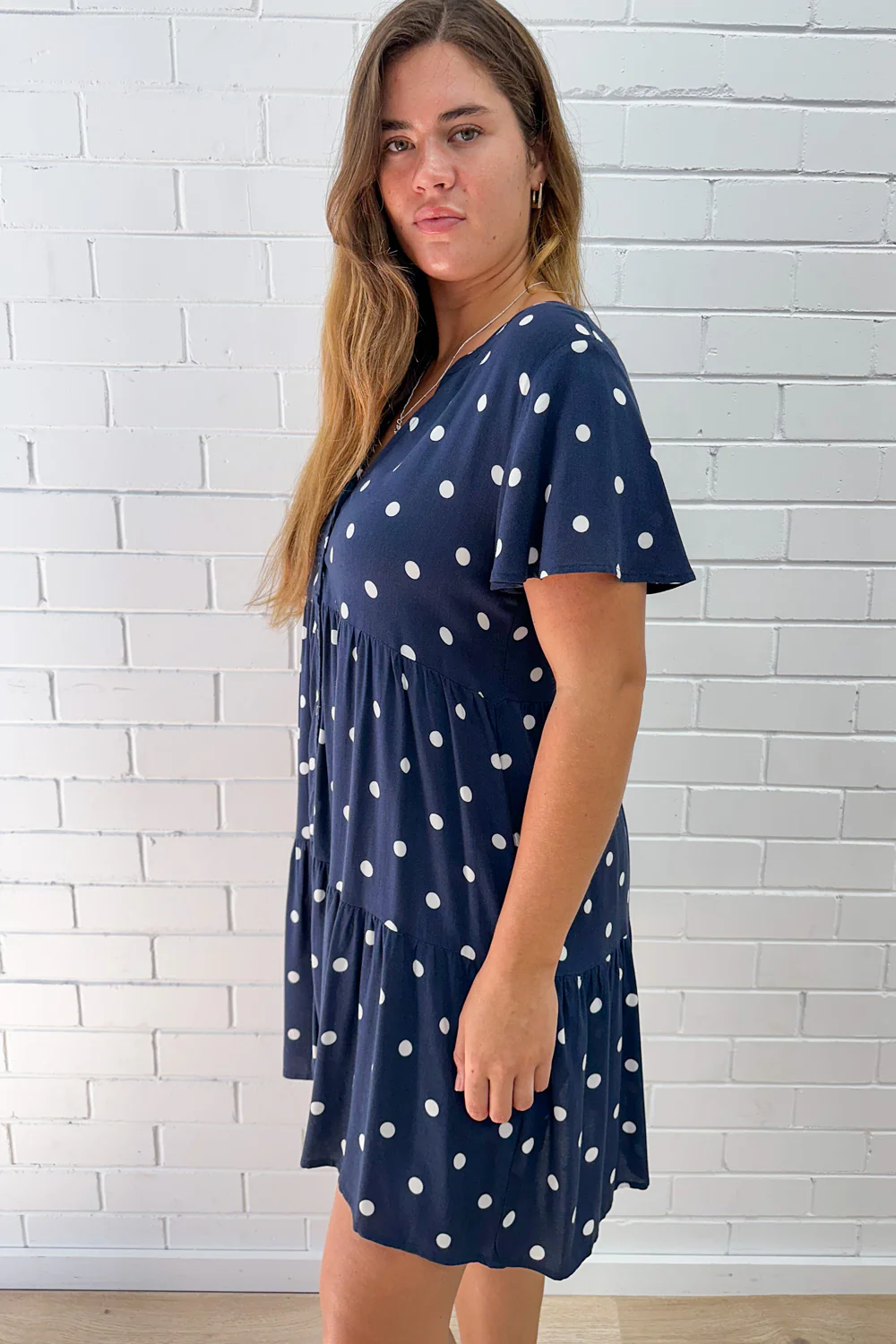 Iris Dress - Navy White Spot - Image 11