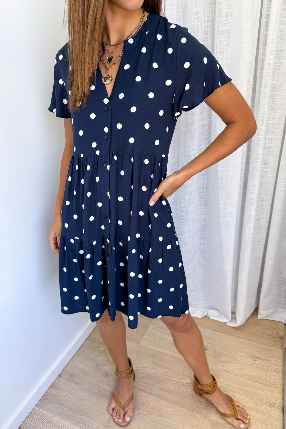 Iris Dress - Navy White Spot - Image 3