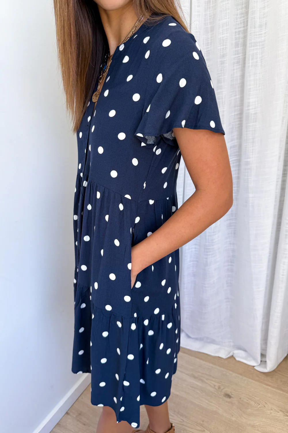 Iris Dress - Navy White Spot - Image 4