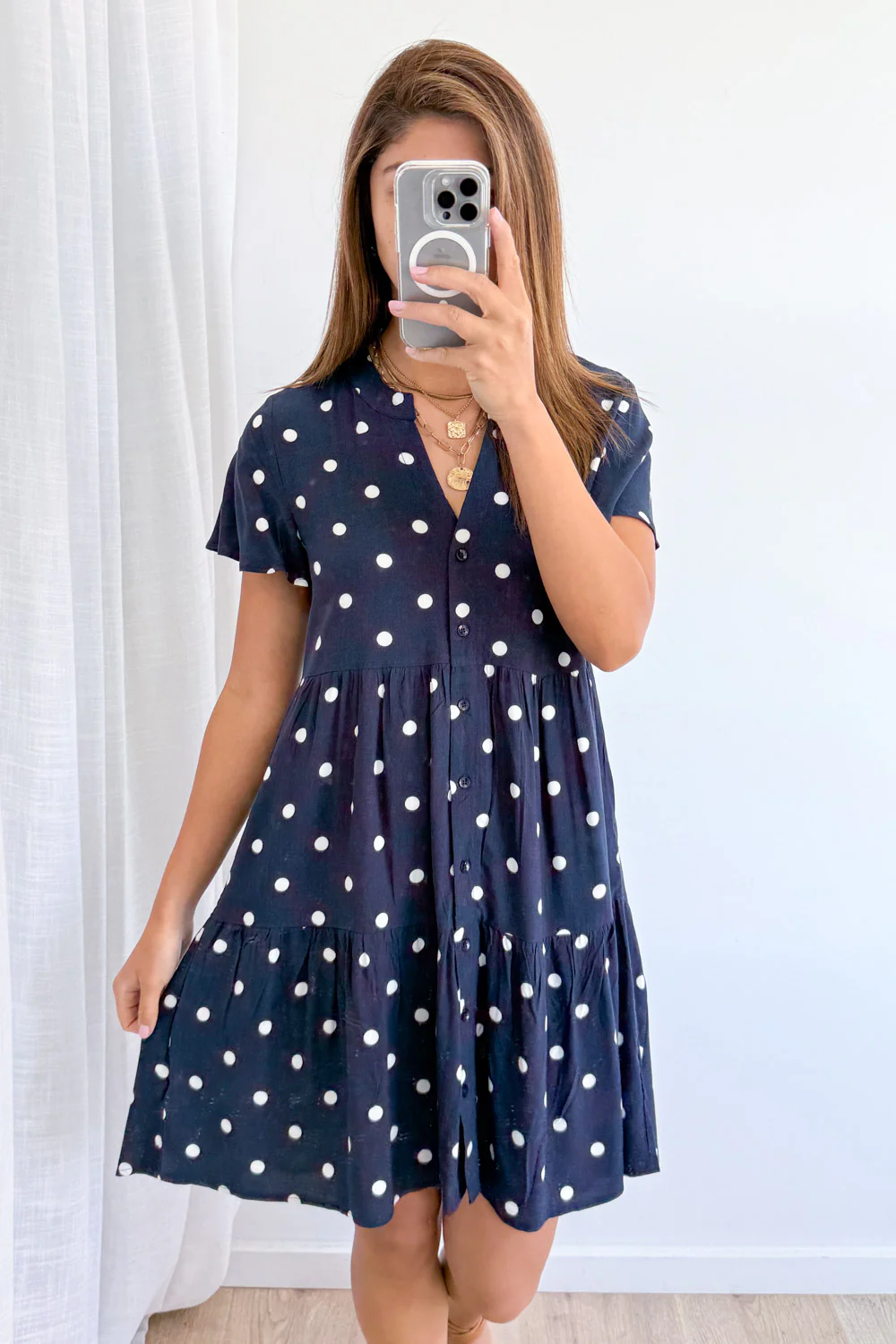 Iris Dress - Navy White Spot - Image 7