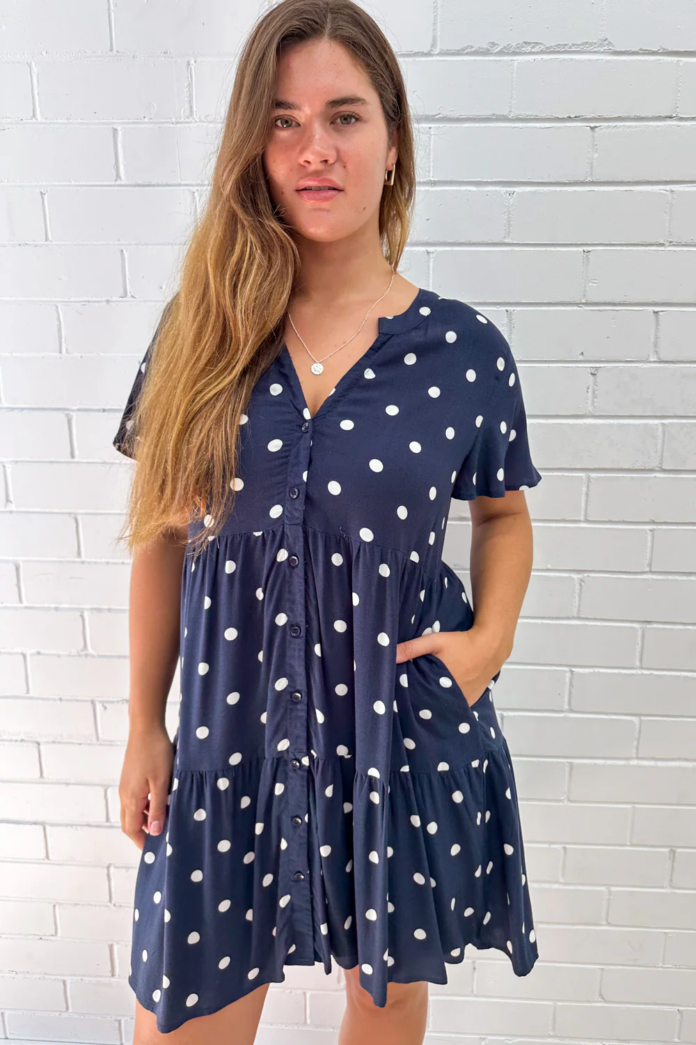 Iris Dress - Navy White Spot - Image 9