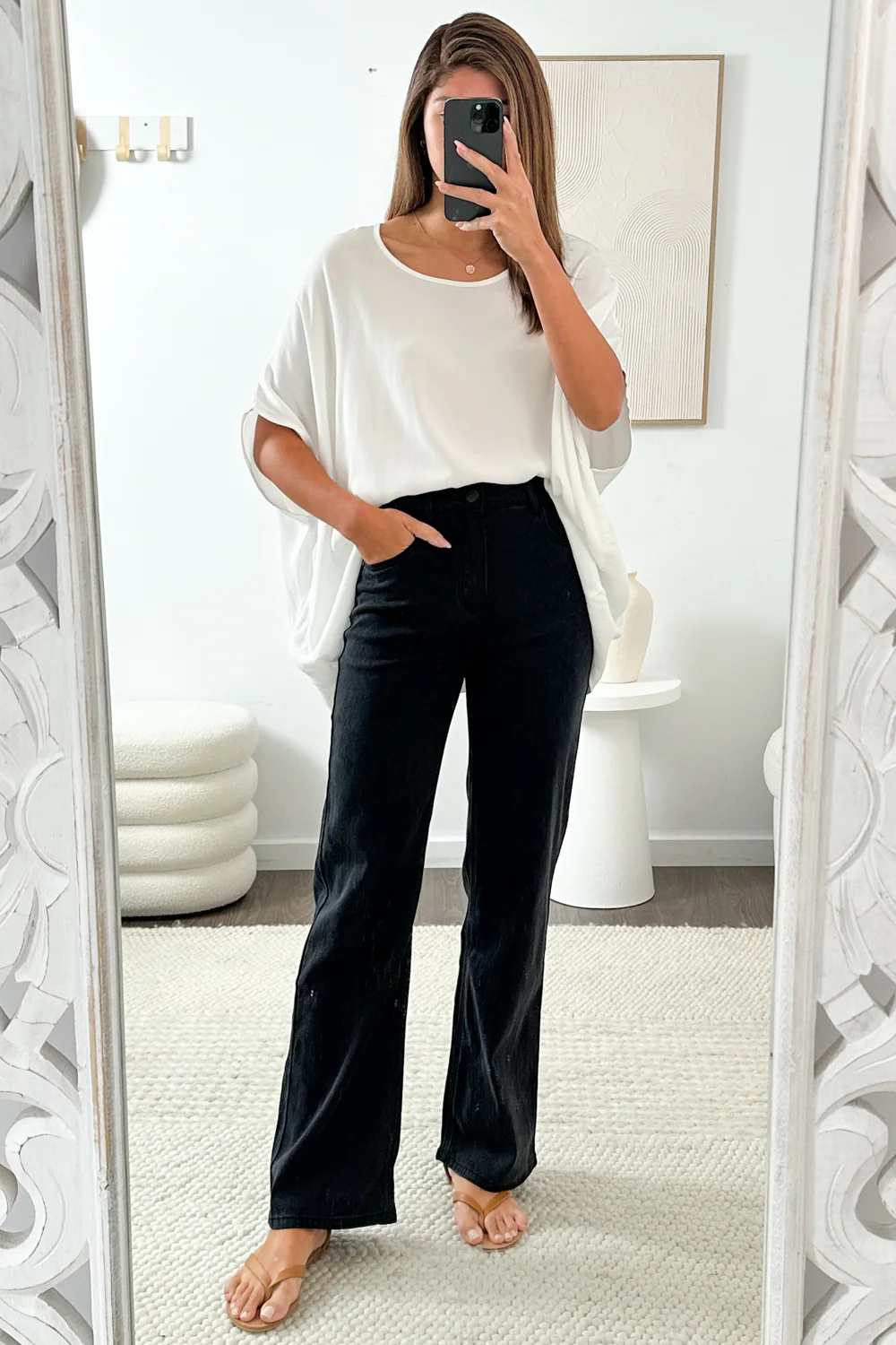 Izzy Straight Leg Jeans - Black Denim - Image 5