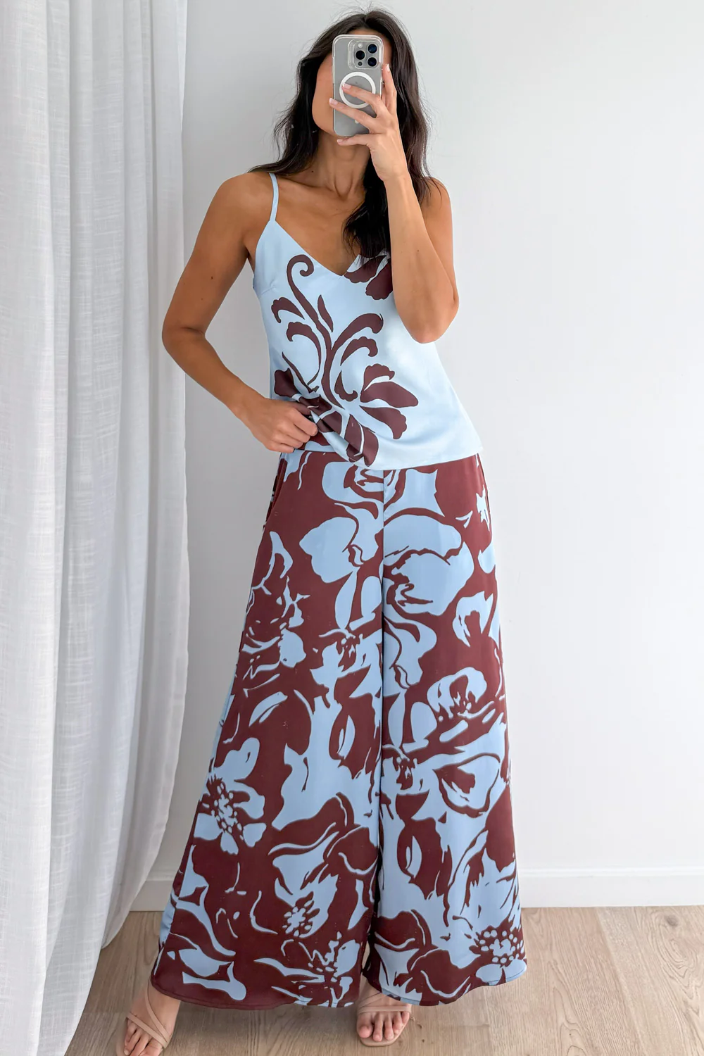 Jamie Satin Pants - Chocolate Abstract Palm - Image 18