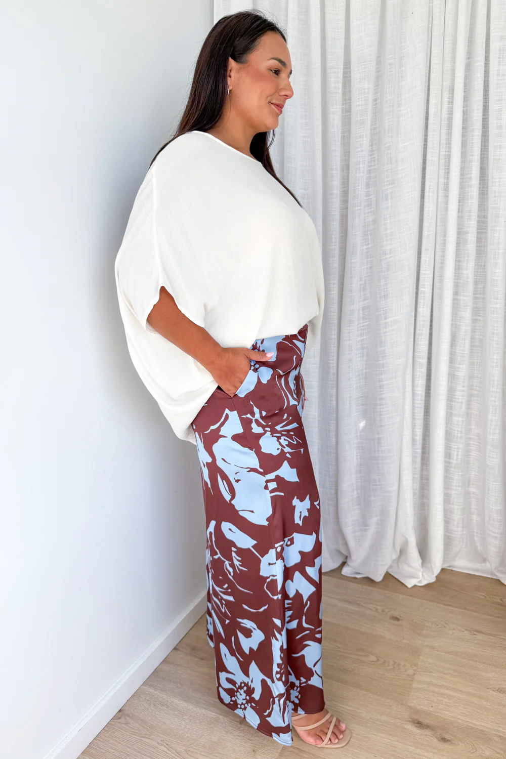 Jamie Satin Pants - Chocolate Abstract Palm - Image 21