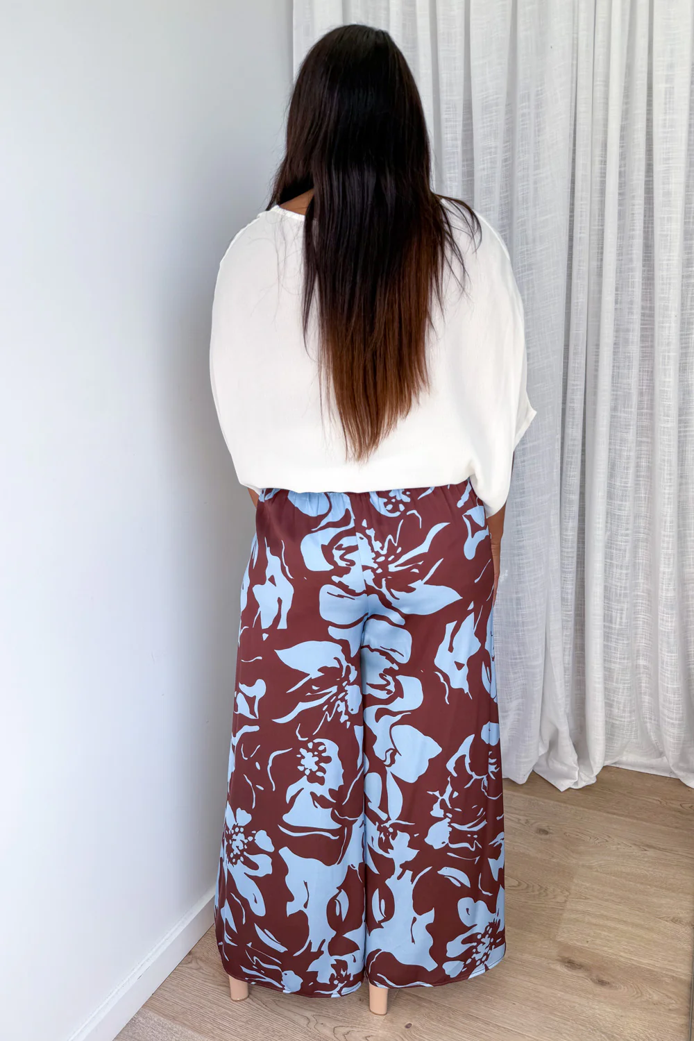Jamie Satin Pants - Chocolate Abstract Palm - Image 22