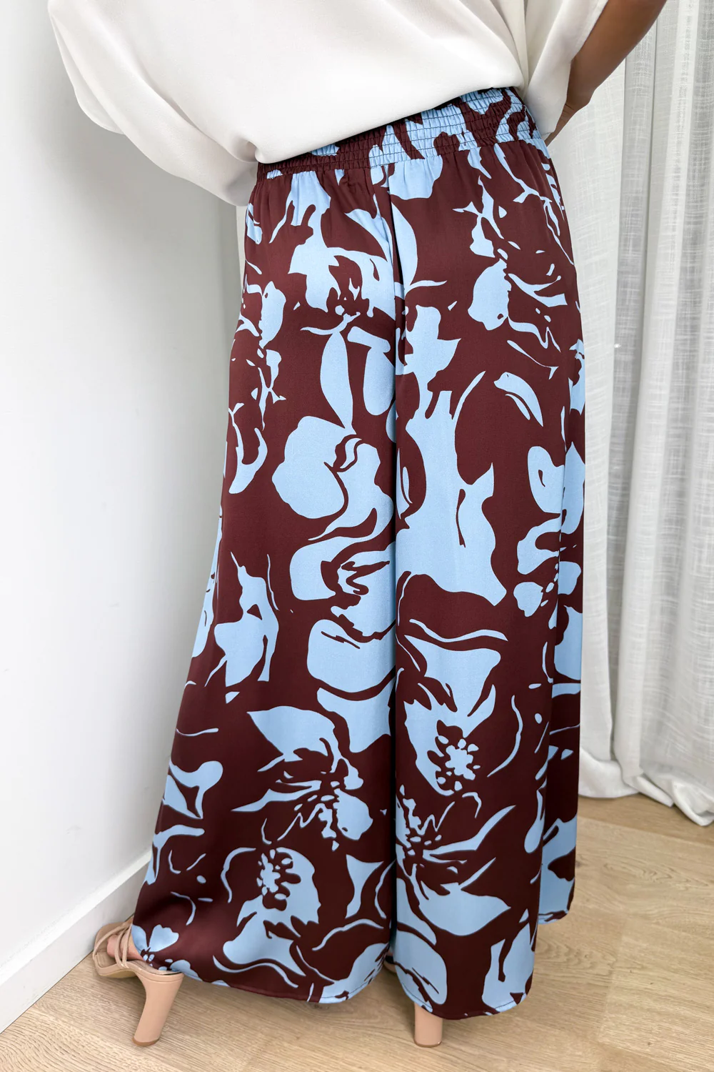 Jamie Satin Pants - Chocolate Abstract Palm - Image 7