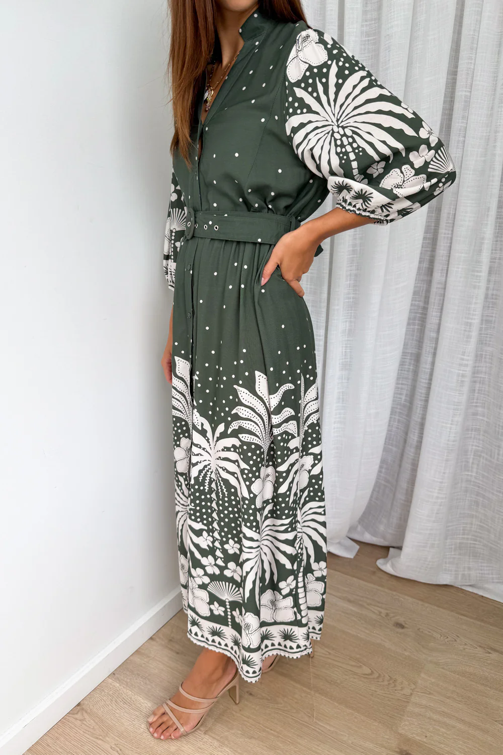 Jayne Dress - Khaki Palm - Image 3
