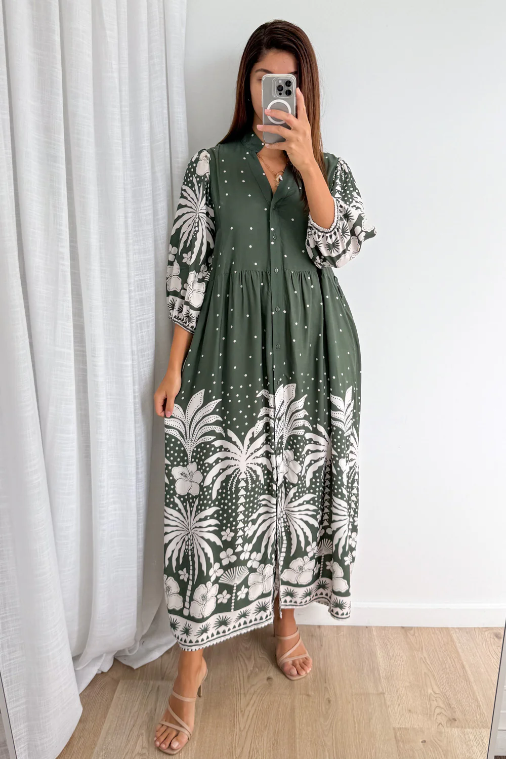 Jayne Dress - Khaki Palm - Image 6