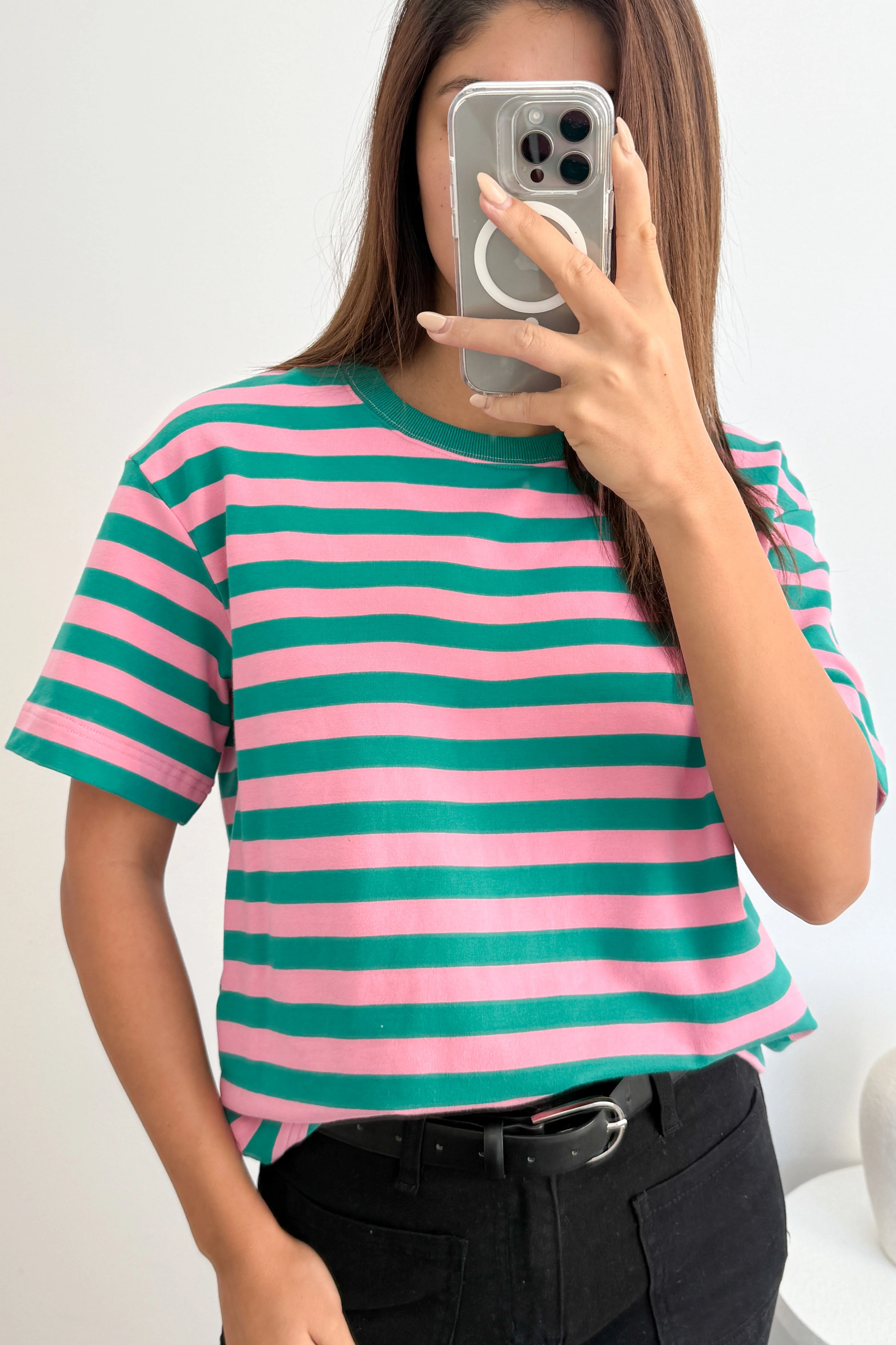 Jet Tee - Pink Green Stripe - Image 2