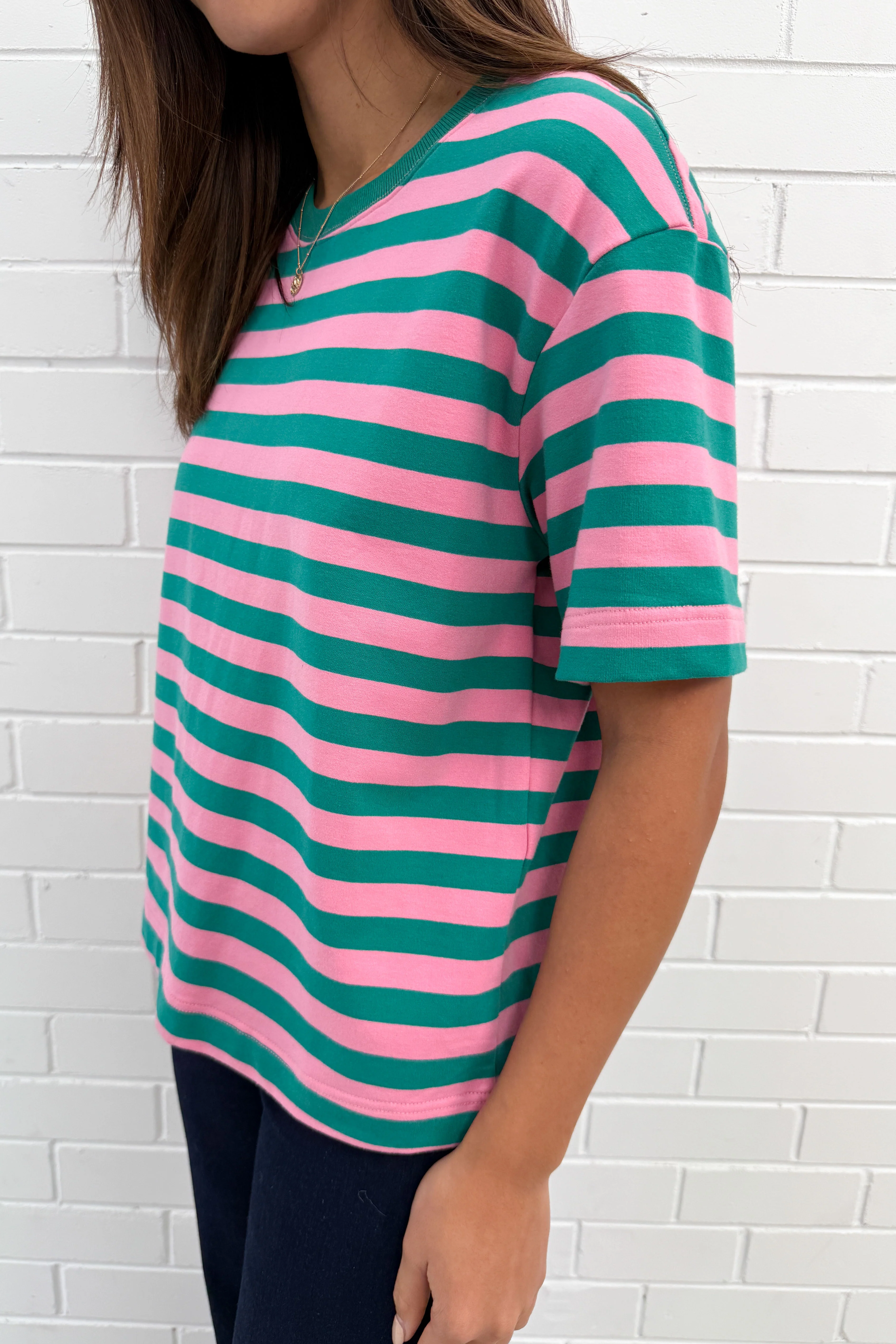 Jet Tee - Pink Green Stripe - Image 5