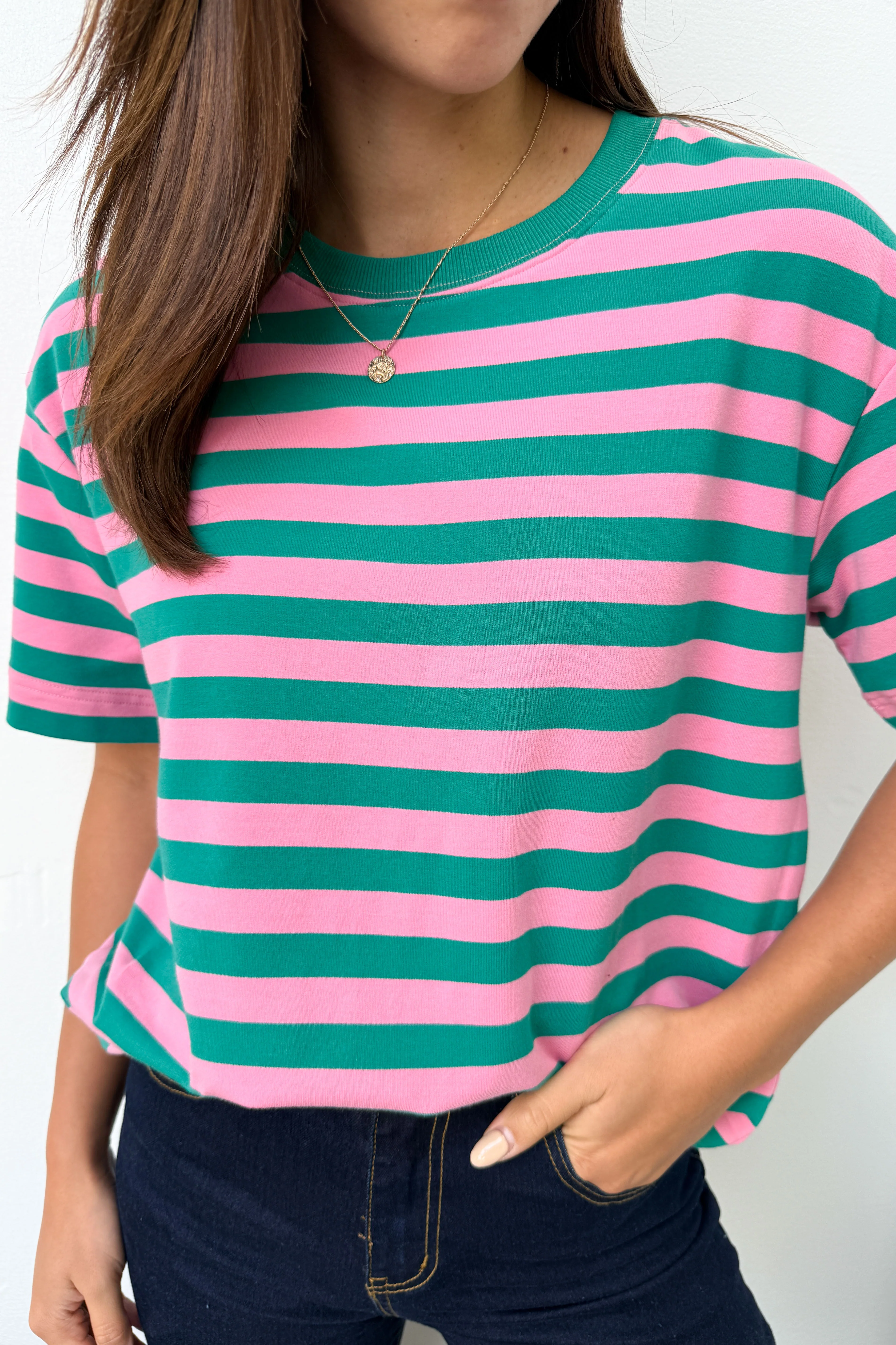 Jet Tee - Pink Green Stripe - Image 8