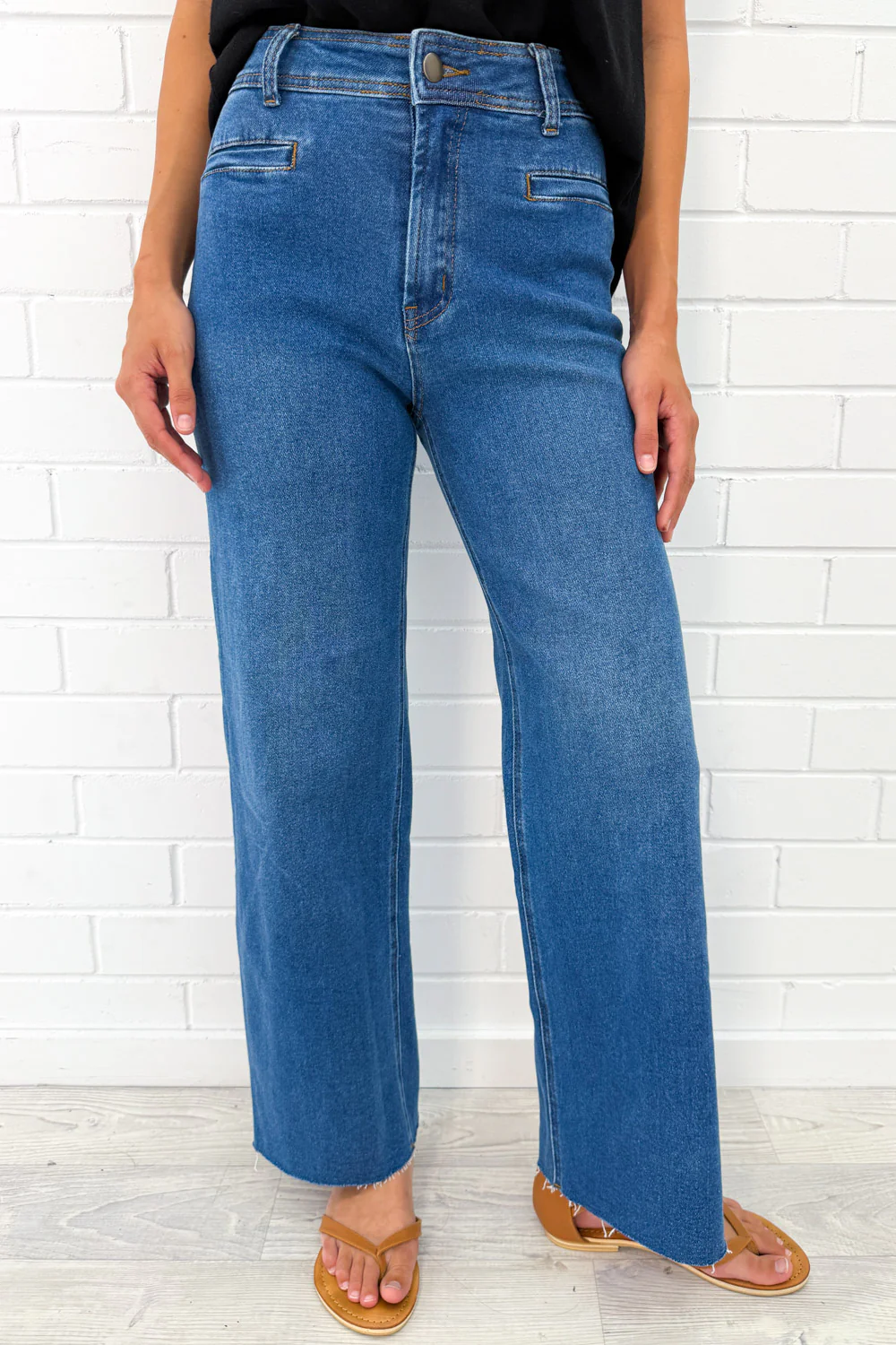 Joni Wide Leg High Rise Denim Jeans - White - Image 11