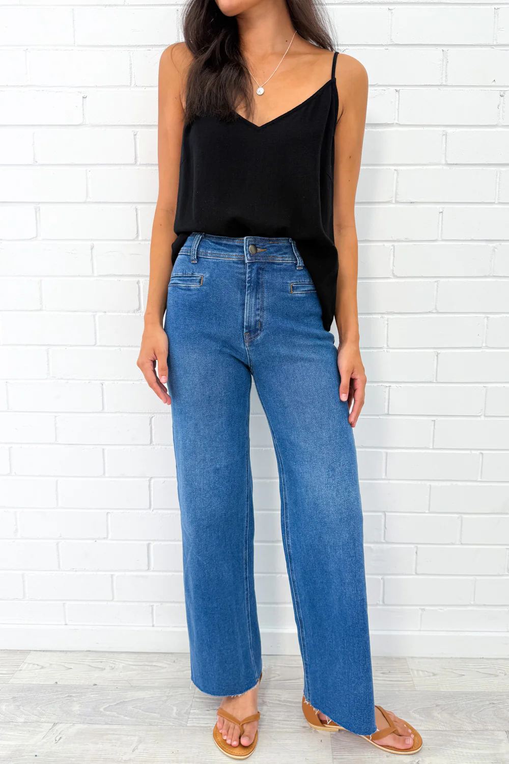 Joni Wide Leg High Rise Denim Jeans - White - Image 12