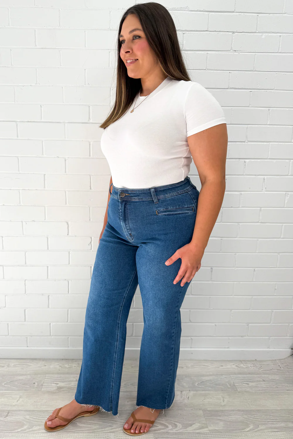 Joni Wide Leg High Rise Denim Jeans - White - Image 17