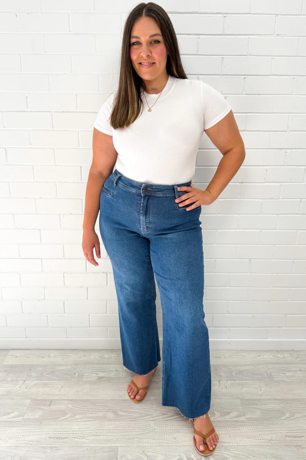 Joni Wide Leg High Rise Denim Jeans - White - Image 18
