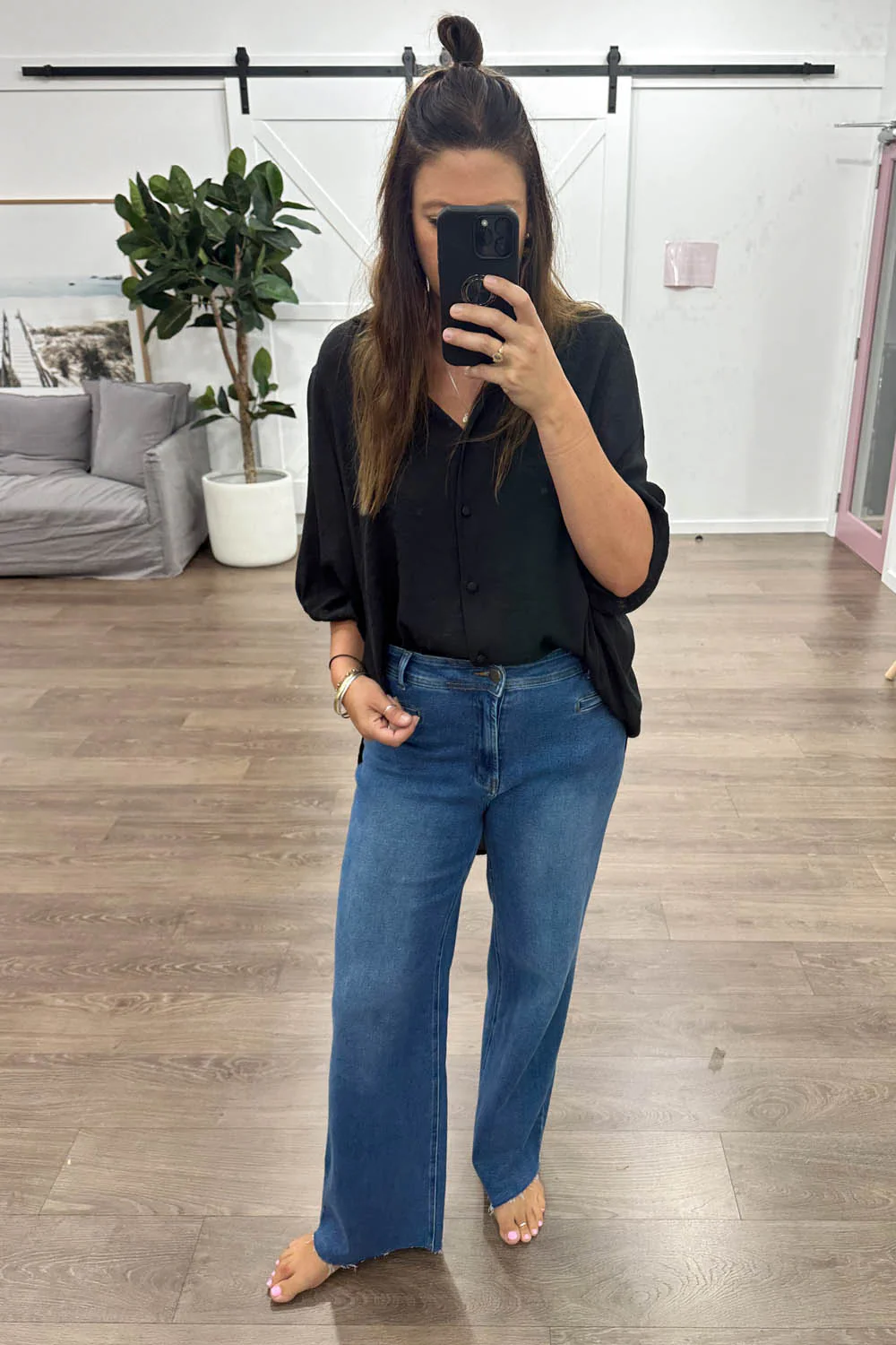 Joni Wide Leg High Rise Denim Jeans - White - Image 20