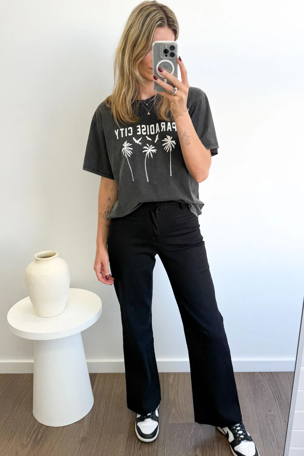 Joni Wide Leg High Rise Denim Jeans - White - Image 23