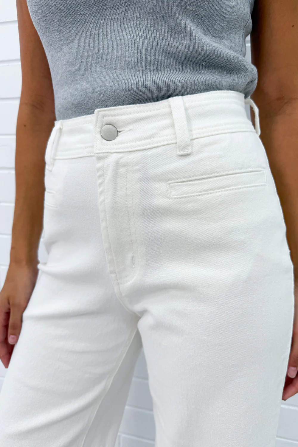 Joni Wide Leg High Rise Denim Jeans - White - Image 43