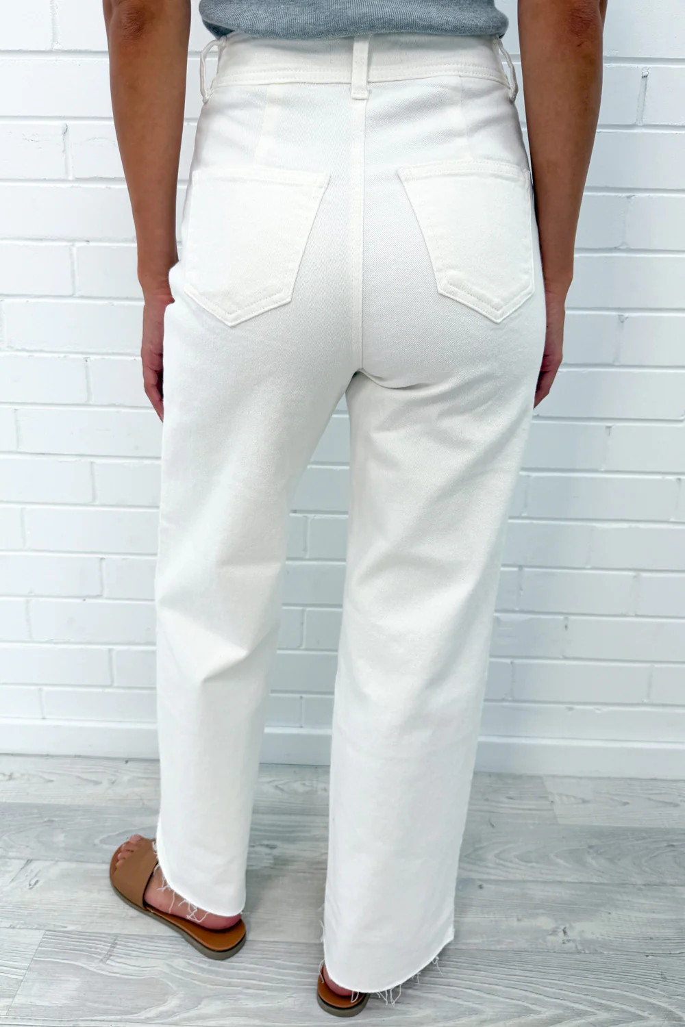 Joni Wide Leg High Rise Denim Jeans - White - Image 44