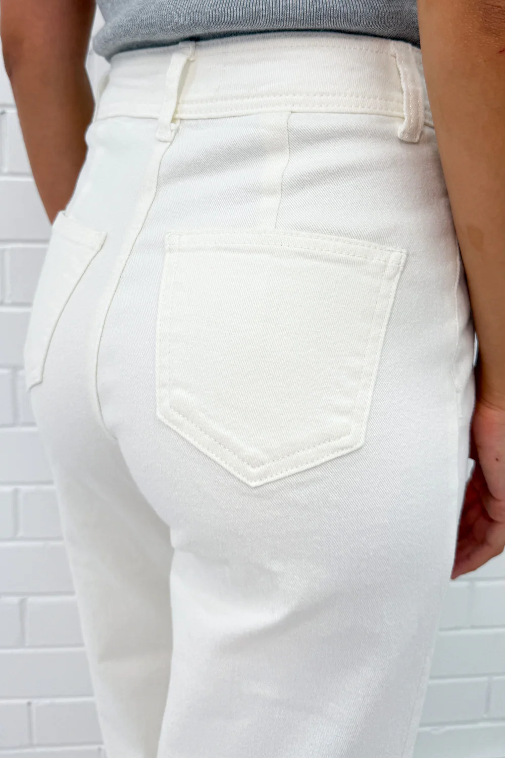 Joni Wide Leg High Rise Denim Jeans - White - Image 46